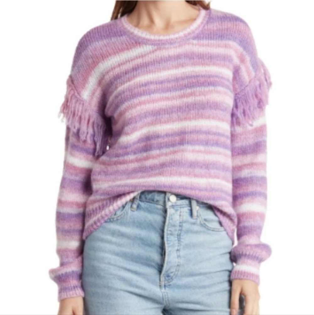 Olivia Sky Sweater with Fringe